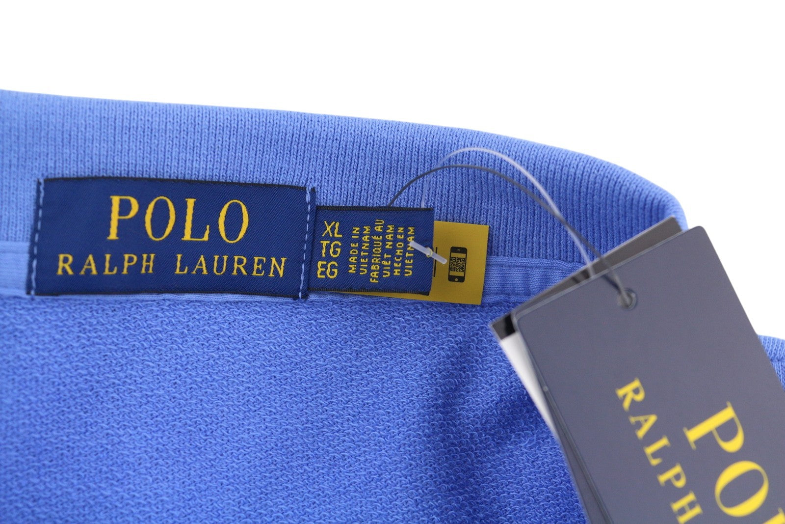 RALPH LAUREN vyriški XL dydžio mėlyni marškinėliai trumpomis rankovėmis, tampria apykakle ir polo kakleliu, rekomenduojama kaina – 145 € 