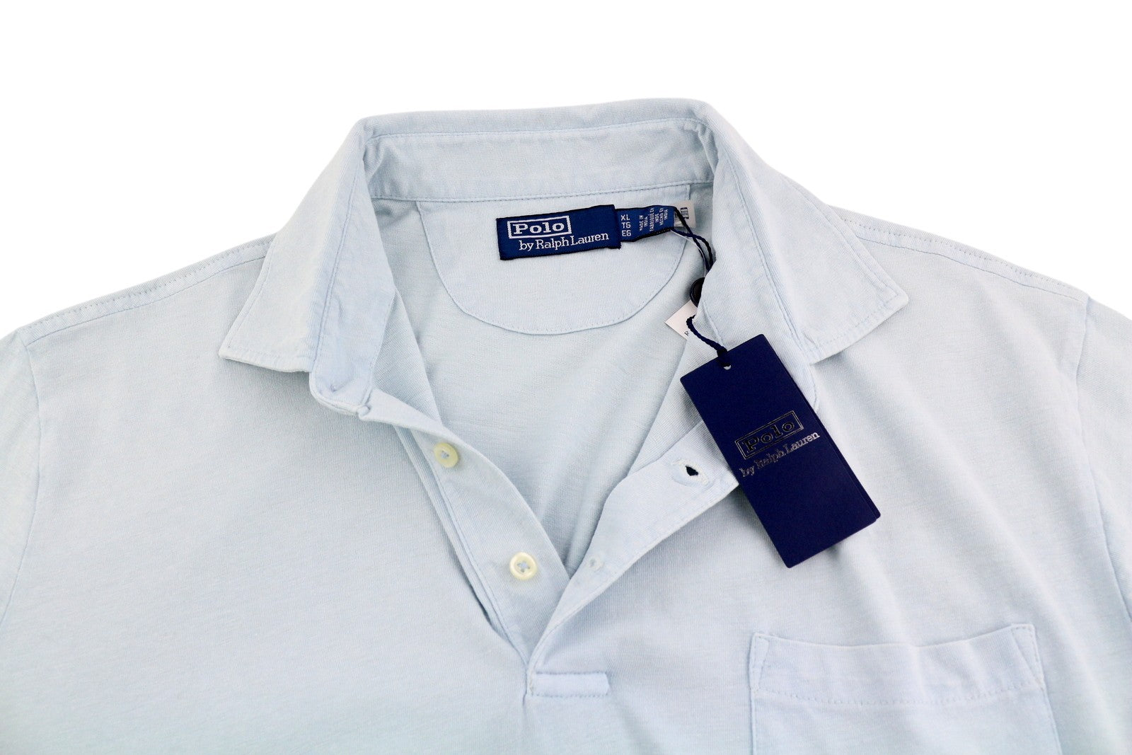 RALPH LAUREN vyriški XL dydžio mėlyni lininio mišinio trumpomis rankovėmis polo marškinėliai su logotipu, rekomenduojama kaina – 169 € 