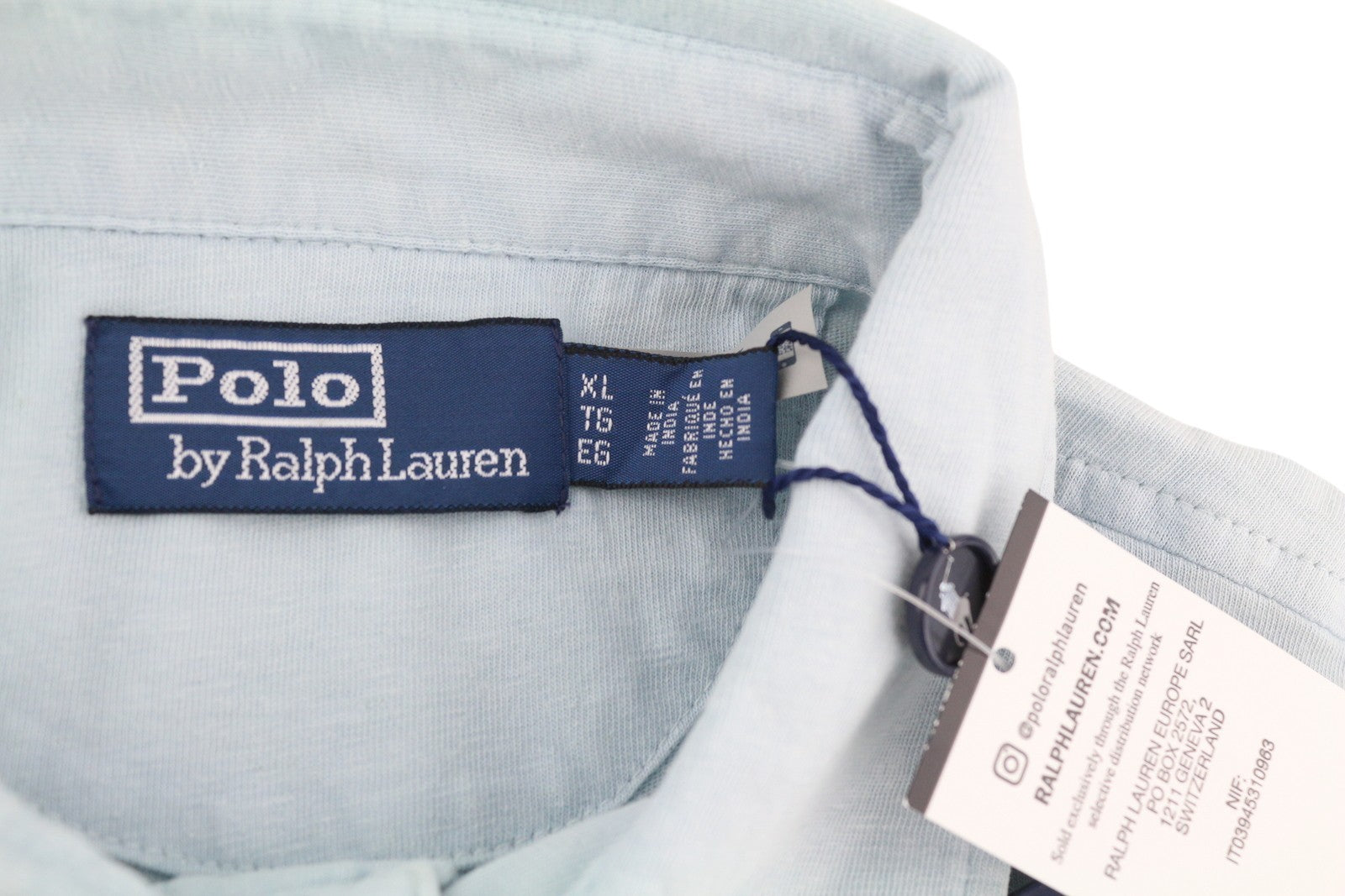 RALPH LAUREN vyriški XL dydžio mėlyni lininio mišinio trumpomis rankovėmis polo marškinėliai su logotipu, rekomenduojama kaina – 169 € 