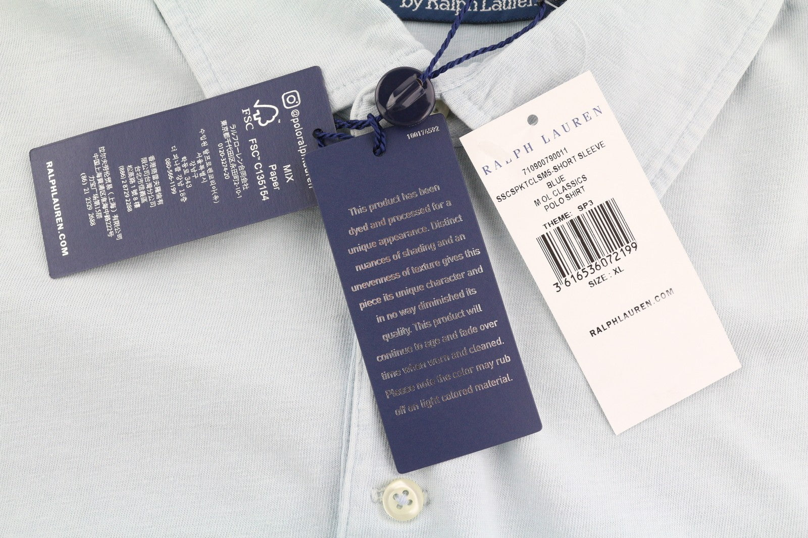 RALPH LAUREN vyriški XL dydžio mėlyni lininio mišinio trumpomis rankovėmis polo marškinėliai su logotipu, rekomenduojama kaina – 169 € 