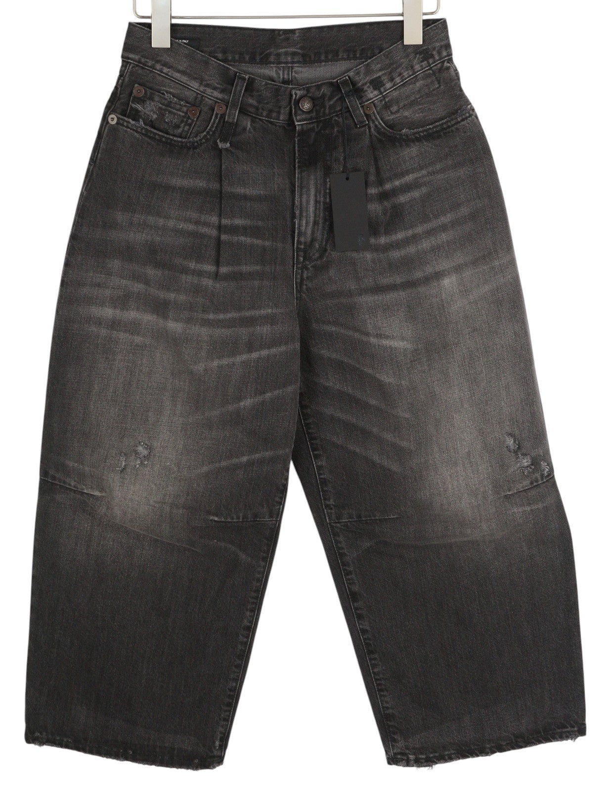 R13 trumpi plačių klešnių moteriški džinsai, 26 Wilson juodi, skalbti iki kulkšnies, rekomenduojama kaina – 695 € 