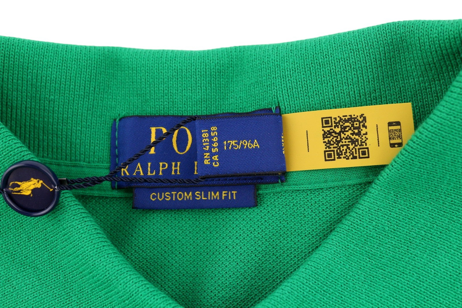 RALPH LAUREN „Custom Slim Fit“ vyriški marškinėliai su žaliais trumpomis rankovėmis, rekomenduojama kaina – 125 € 
