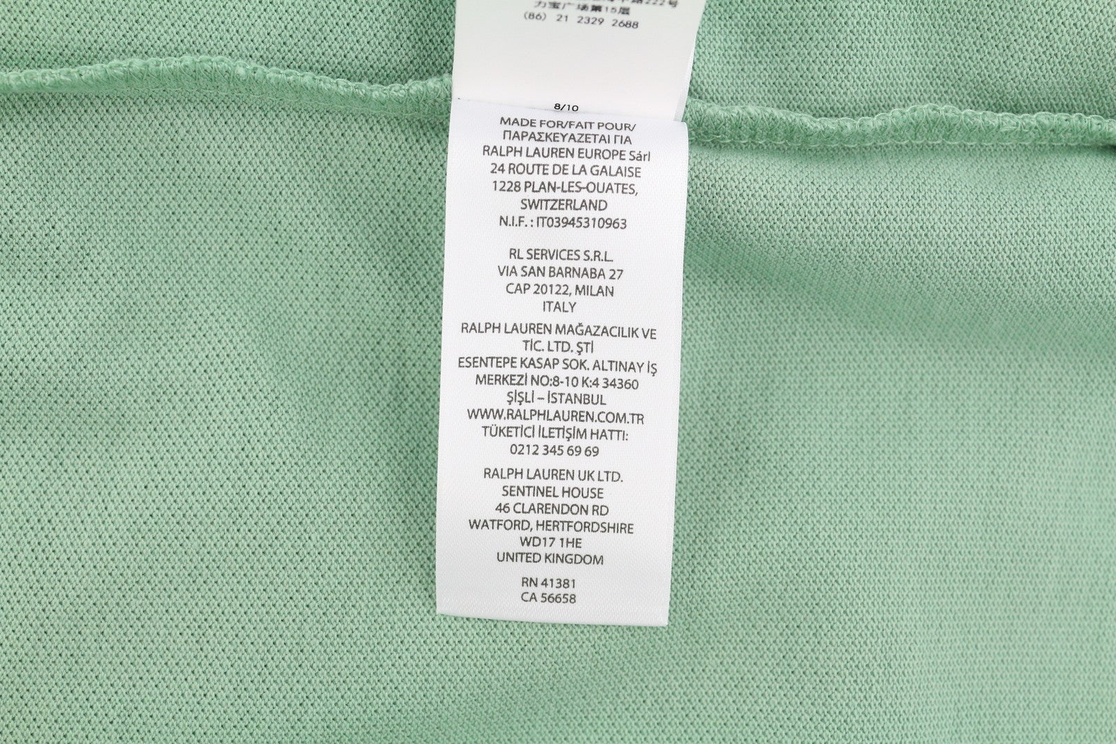 RALPH LAUREN „Custom Slim“ vyriški marškinėliai su žaliais trumpomis rankovėmis, XS dydžio, RRP 119 € 