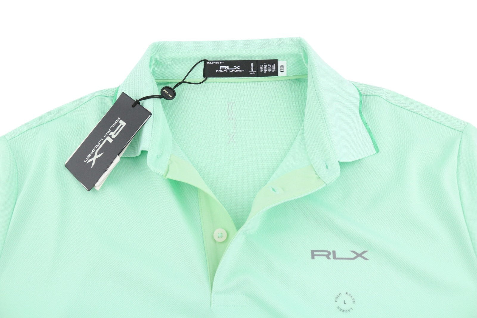 RLX RALPH LAUREN golfo vyriški marškinėliai L žali trumpomis rankovėmis su polo kaklu ir logotipu 