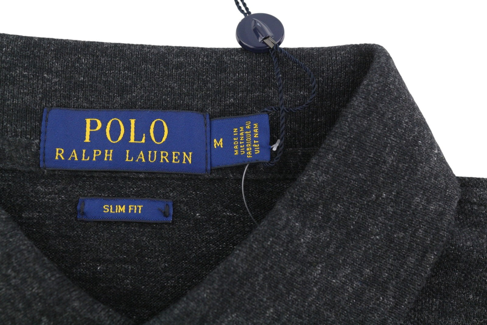 RALPH LAUREN Slim Fit vyriški marškinėliai M juodi plautų rankovių polo marškinėliai 