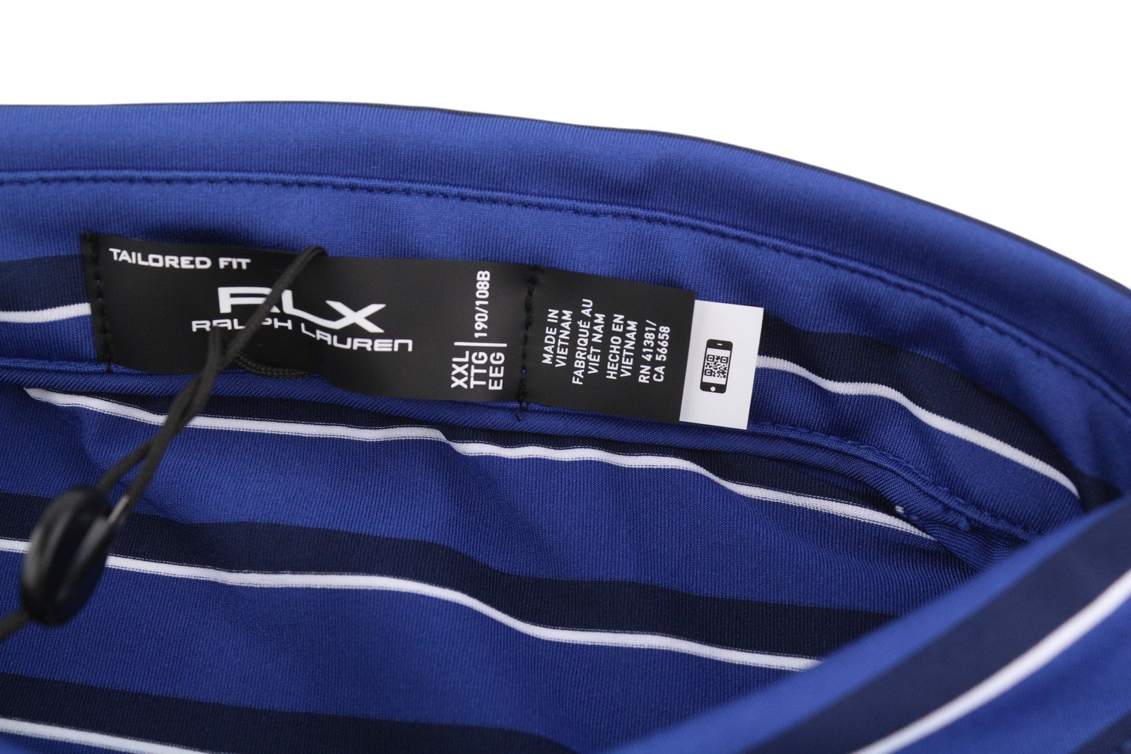 RLX RALPH LAUREN golfo vyriški marškinėliai su mėlynais dryžuotais trumpomis rankovėmis, 2XL dydžio 