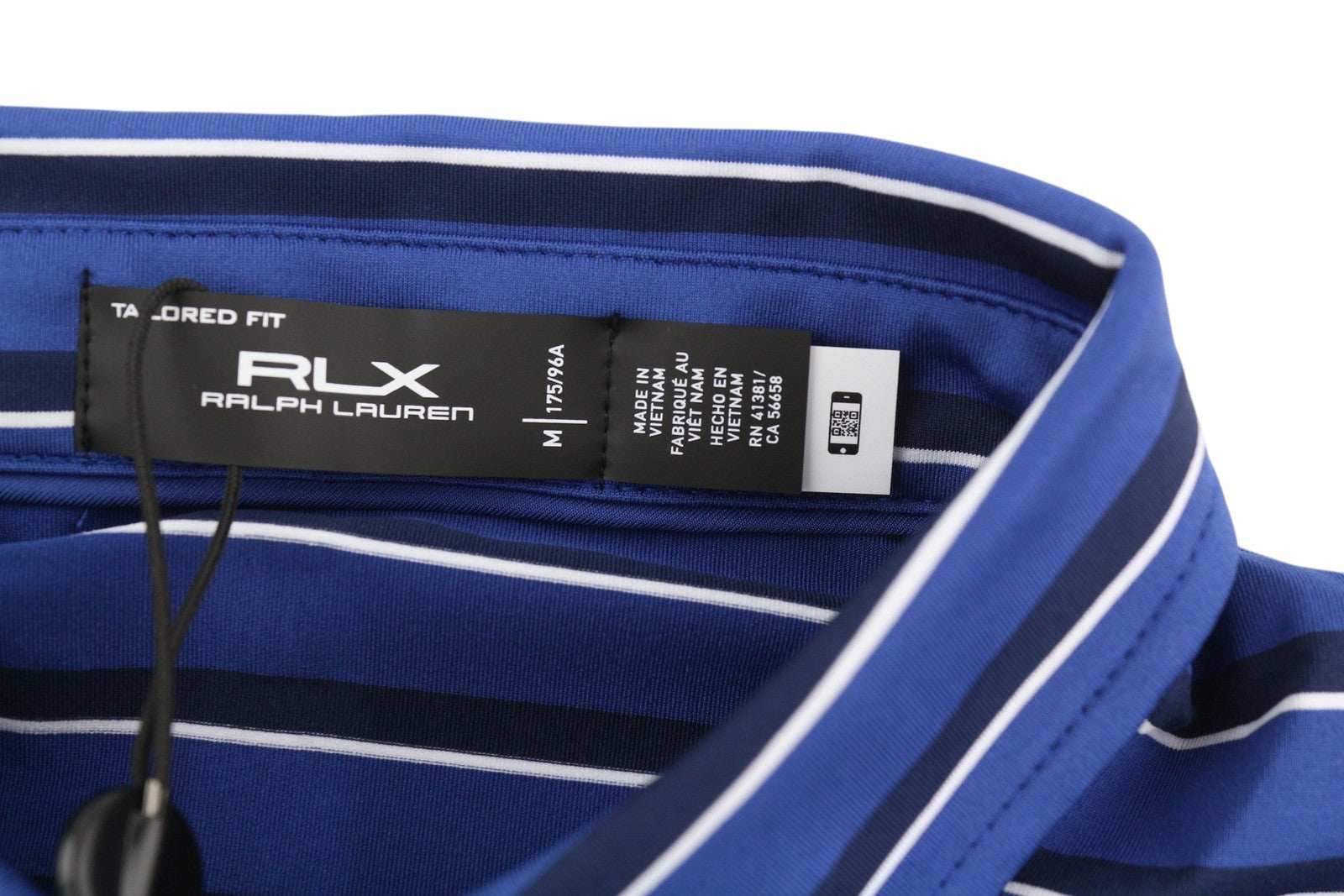 RLX RALPH LAUREN golfo vyriški marškinėliai M mėlyni dryžuoti trumpomis rankovėmis polo marškinėliai su logotipu ir gobtuvu 