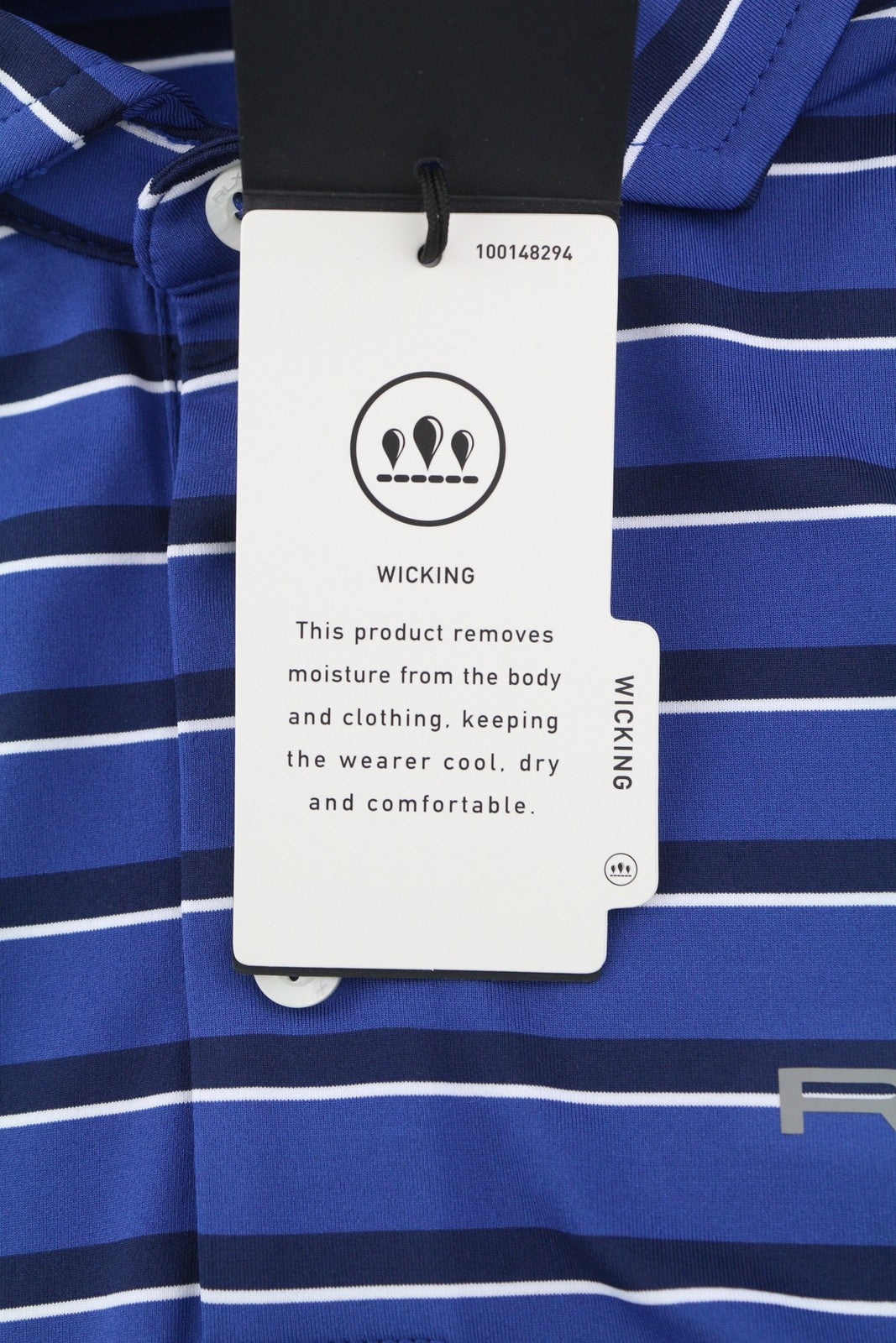 RLX RALPH LAUREN golfo vyriški marškinėliai M mėlyni dryžuoti trumpomis rankovėmis polo marškinėliai su logotipu ir gobtuvu 