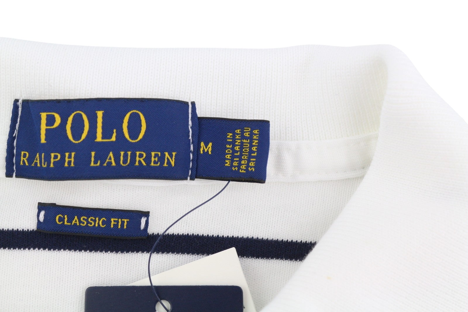 RALPH LAUREN klasikinio stiliaus vyriški marškinėliai M, balti, trumpomis rankovėmis, dryžuota polo apykakle 