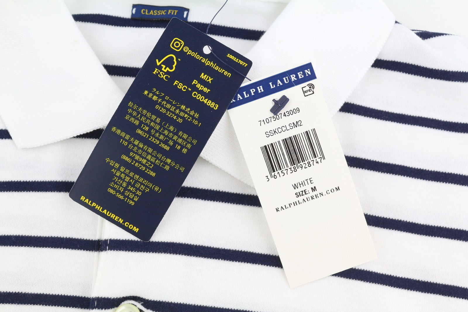 RALPH LAUREN klasikinio stiliaus vyriški marškinėliai M, balti, trumpomis rankovėmis, dryžuota polo apykakle 