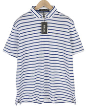 RLX RALPH LAUREN golfo vyriški marškinėliai XL dydžio, balti dryžuoti, trumpomis rankovėmis, su gobtuvu. 