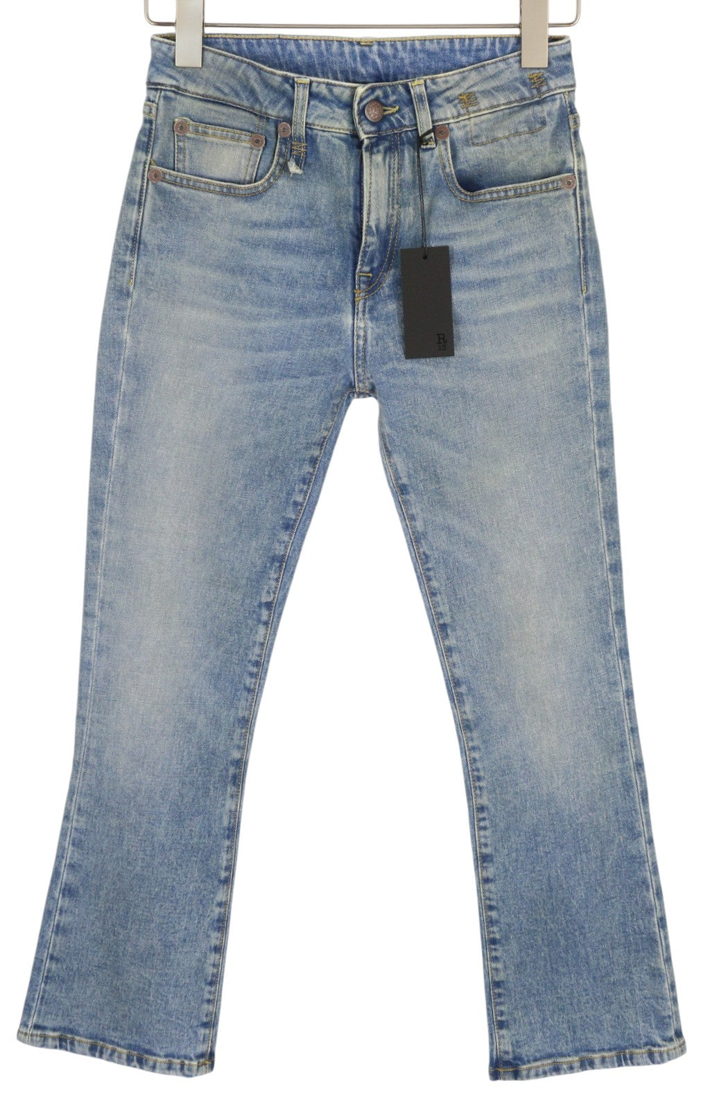 R13 Kick moteriški džinsai, 25, laisvo kirpimo, iki kulkšnių, Jasper, tamprūs, skalbti. RRP 695 € 