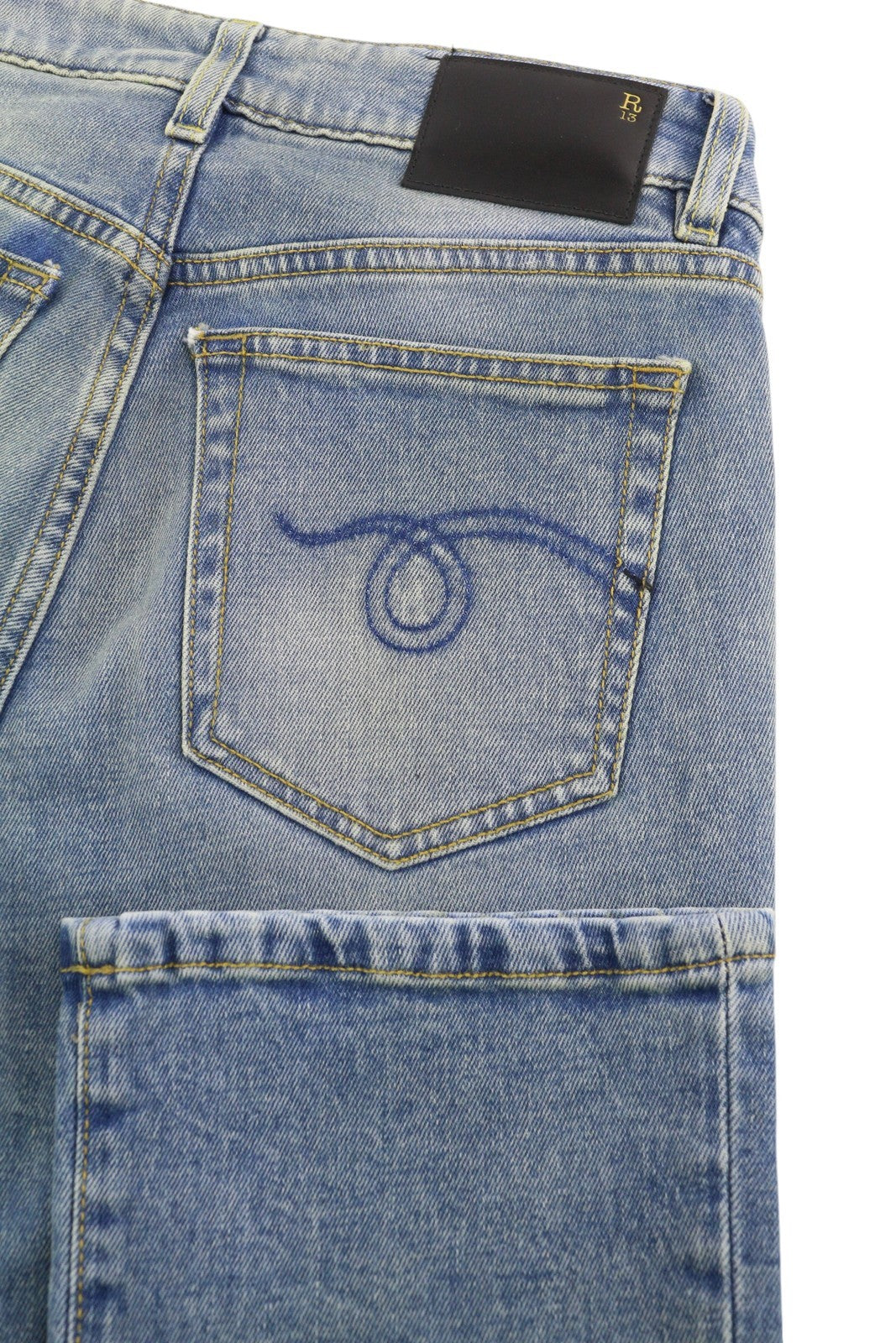 R13 Kick moteriški džinsai, 25, laisvo kirpimo, iki kulkšnių, Jasper, tamprūs, skalbti. RRP 695 € 