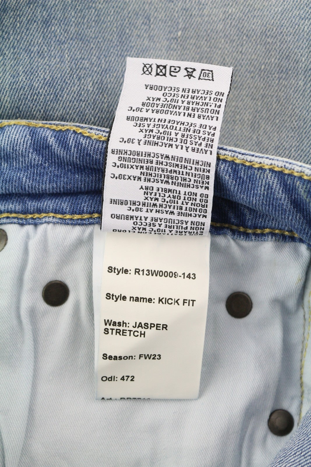 R13 Kick moteriški džinsai, 25, laisvo kirpimo, iki kulkšnių, Jasper, tamprūs, skalbti. RRP 695 € 