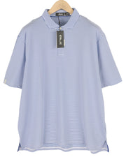 RLX RALPH LAUREN golfo vyriški marškinėliai su mėlynais dryžuotais ir trumpomis rankovėmis bei polo kaklu, 2XL dydžio. 