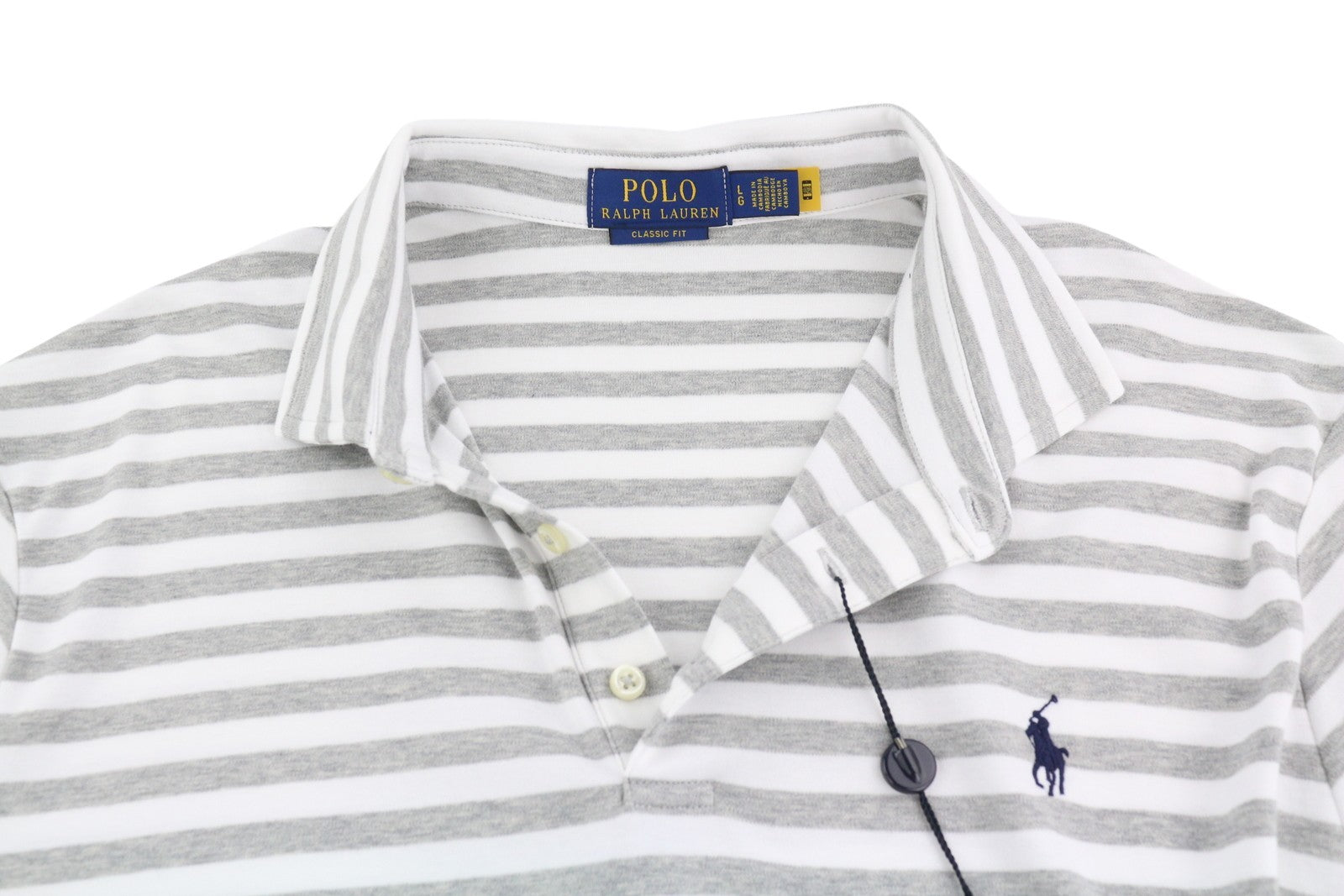 RALPH LAUREN klasikinio kirpimo vyriški marškinėliai su ilgomis rankovėmis ir polo apykakle, dryžuotu logotipu. 