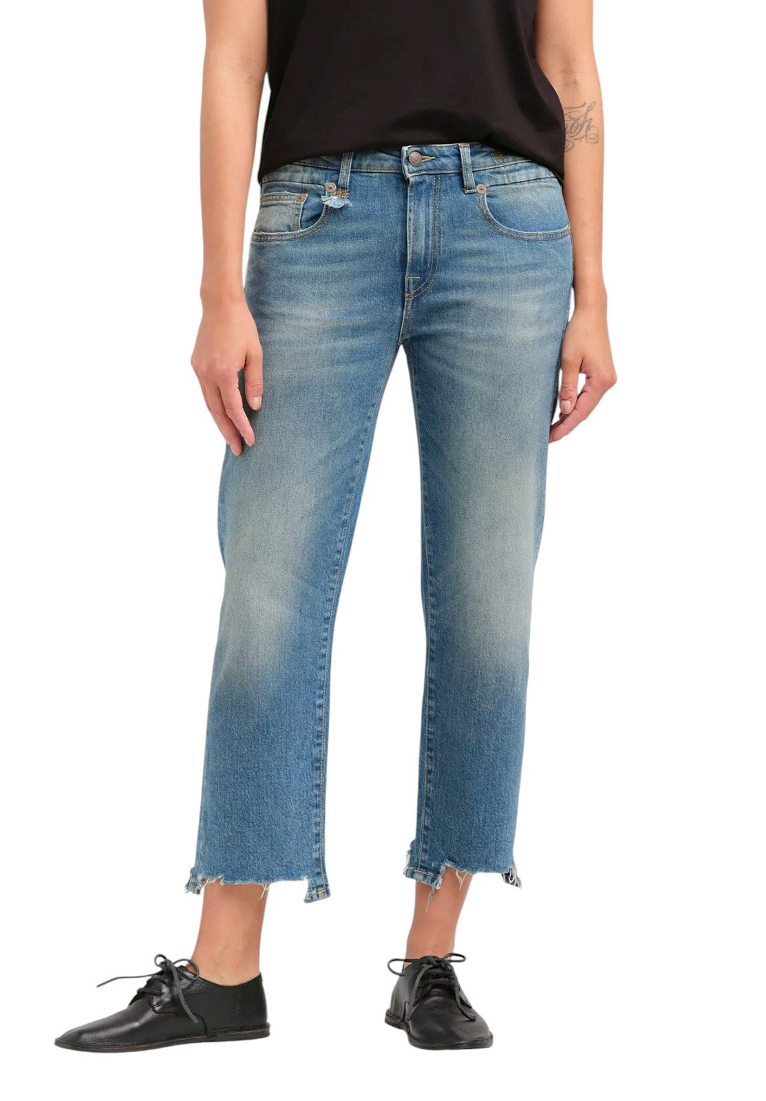 R13 berniukiški tiesūs moteriški džinsai iki 24 kulkšnies, tamprūs, skalbti, RRP 595 € 