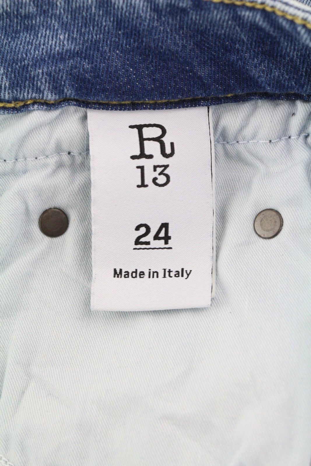 R13 berniukiški tiesūs moteriški džinsai iki 24 kulkšnies, tamprūs, skalbti, RRP 595 € 