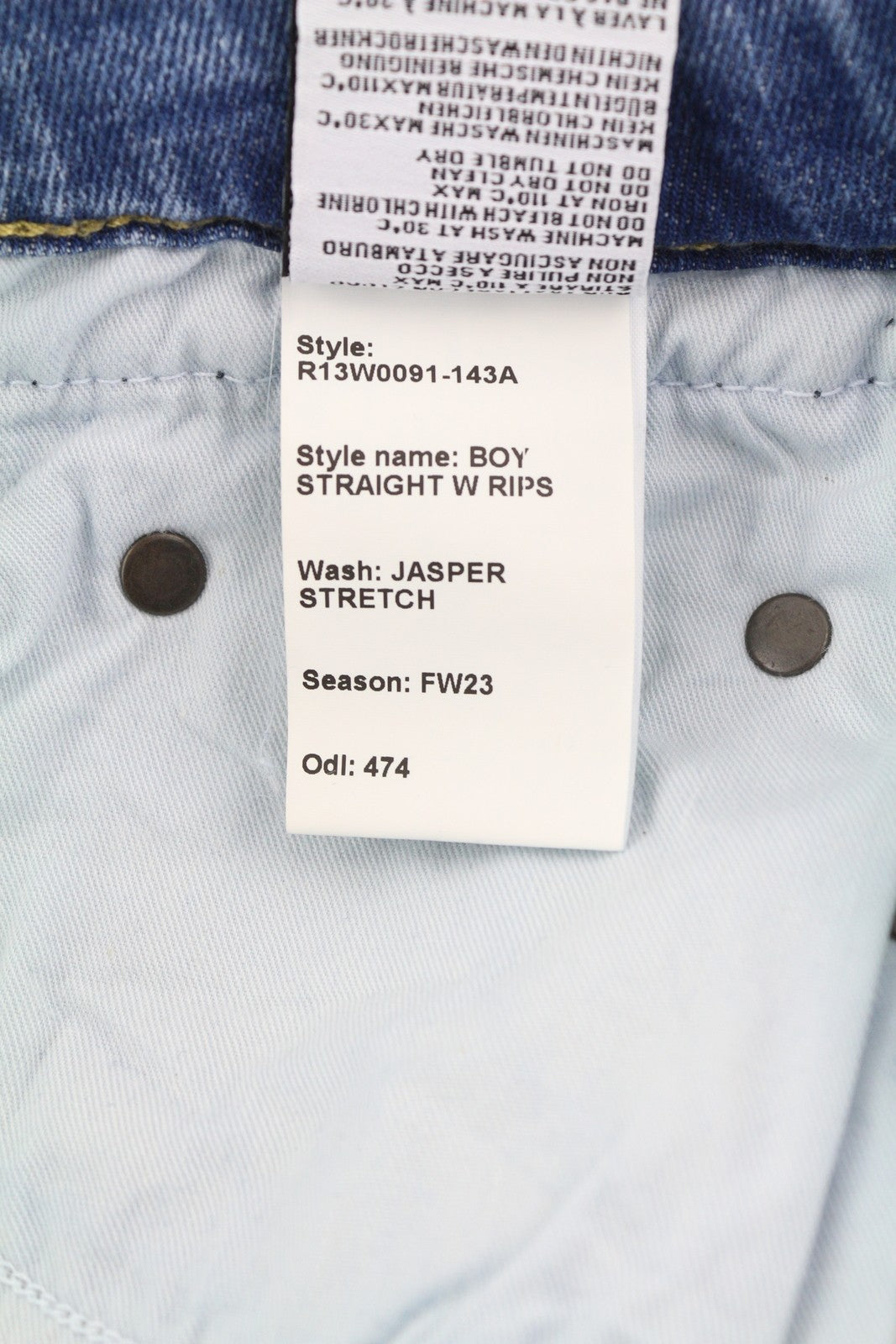 R13 berniukiški tiesūs moteriški džinsai iki 24 kulkšnies, tamprūs, skalbti, RRP 595 € 