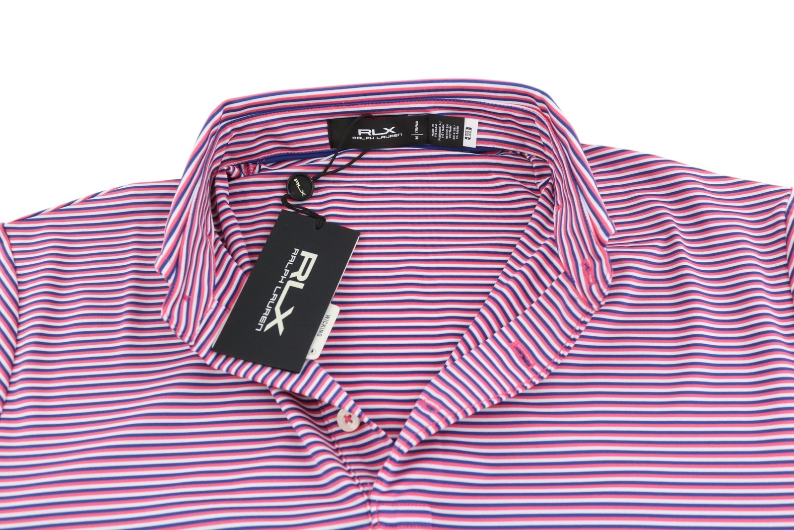 RLX RALPH LAUREN golfo vyriški marškinėliai M dryžuoti trumpomis rankovėmis polo apykakle su gobtuvu 