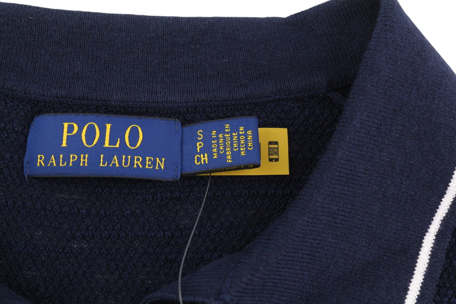 RALPH LAUREN vyriški mėlyni trumpomis rankovėmis lininio mišinio tekstūruoti polo marškinėliai S dydžio, rekomenduojama kaina – 241 € 