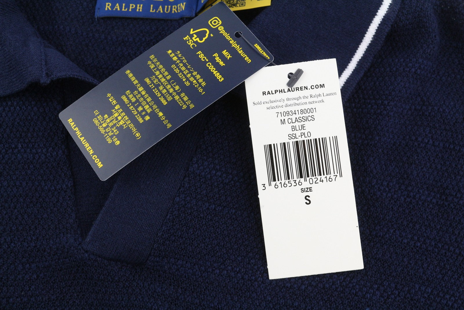 RALPH LAUREN vyriški mėlyni trumpomis rankovėmis lininio mišinio tekstūruoti polo marškinėliai S dydžio, rekomenduojama kaina – 241 € 