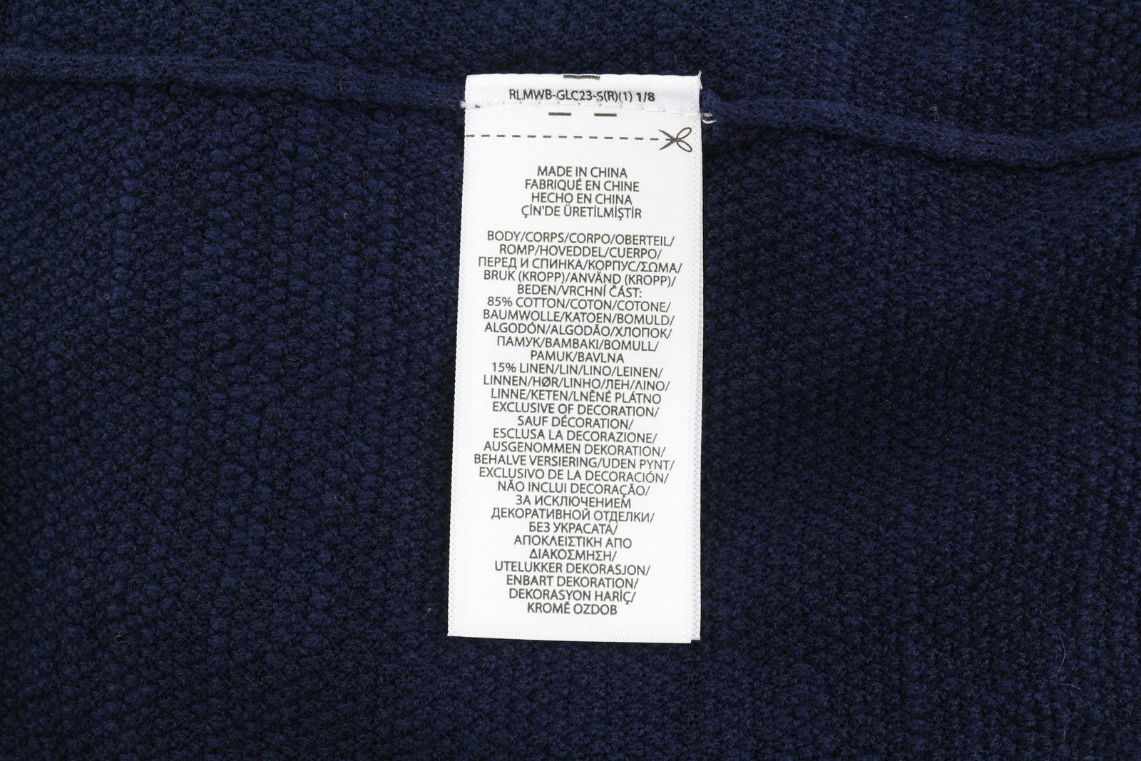 RALPH LAUREN vyriški mėlyni trumpomis rankovėmis lininio mišinio tekstūruoti polo marškinėliai S dydžio, rekomenduojama kaina – 241 € 