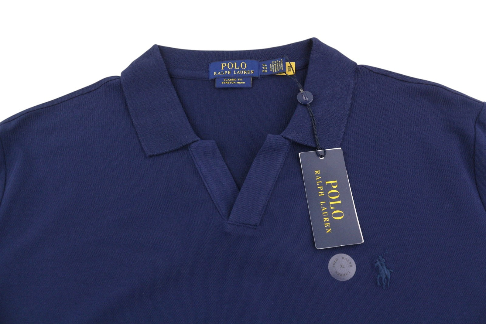 RALPH LAUREN klasikinio kirpimo vyriški marškinėliai XL dydžio, trumpomis rankovėmis, tamprūs, tinkliniai polo marškinėliai, rekomenduojama kaina – 130 € 