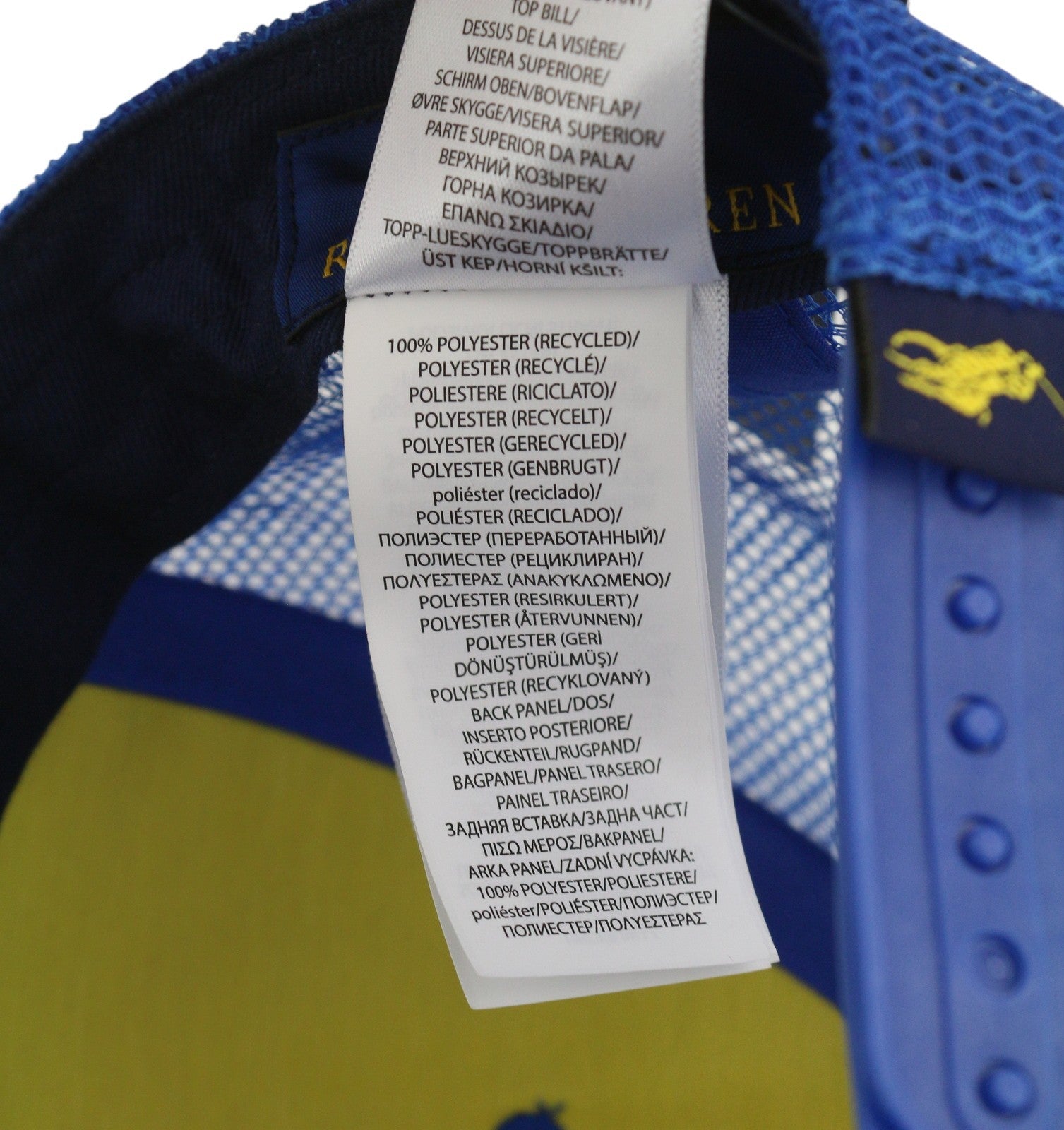 RALPH LAUREN „High Crown“ vyriška kepurė su mėlyna „Twill Trucker“ atspaudu ir užsegama rankena, rekomenduojama kaina – 69 € 