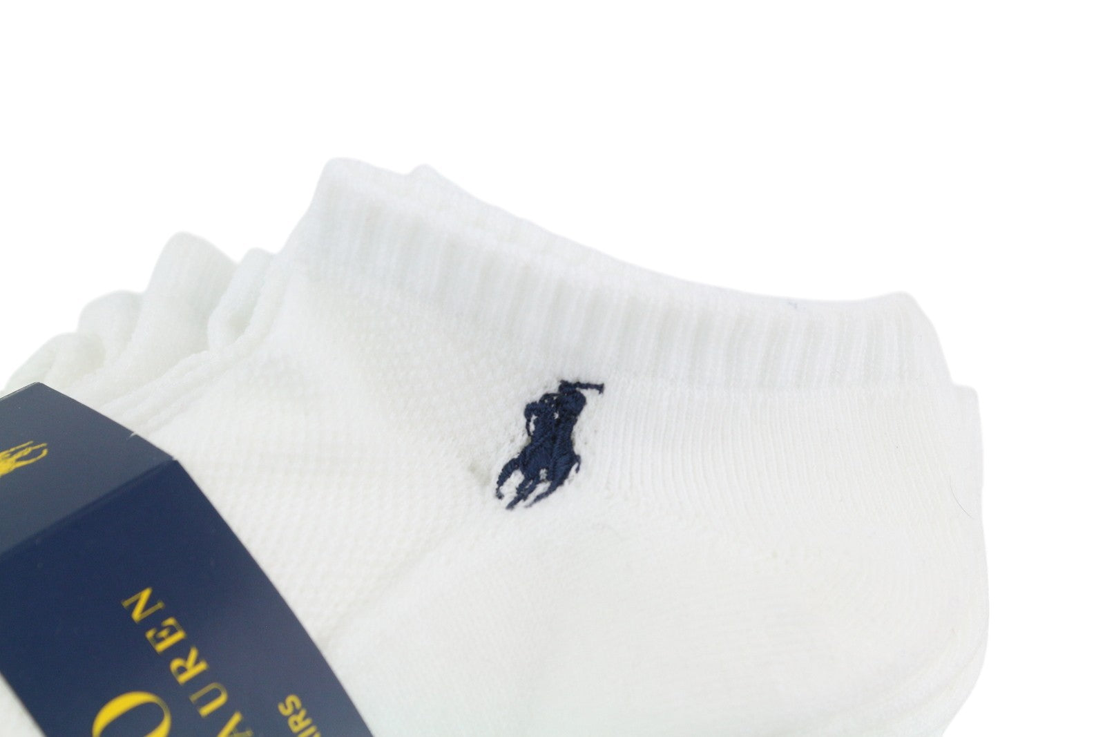 RALPH LAUREN vyriškos kojinės OS baltos siuvinėto logotipo žemos iškirptės unisex 6 poros 