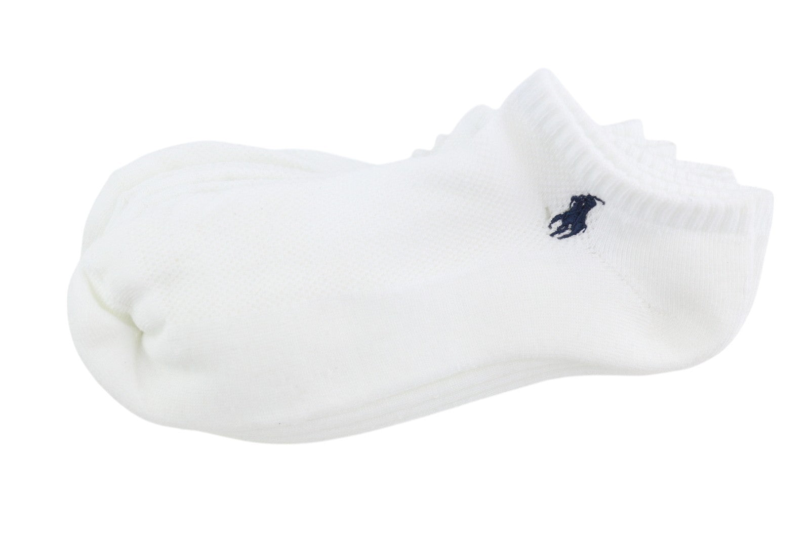 RALPH LAUREN vyriškos kojinės OS baltos siuvinėto logotipo žemos iškirptės unisex 6 poros 