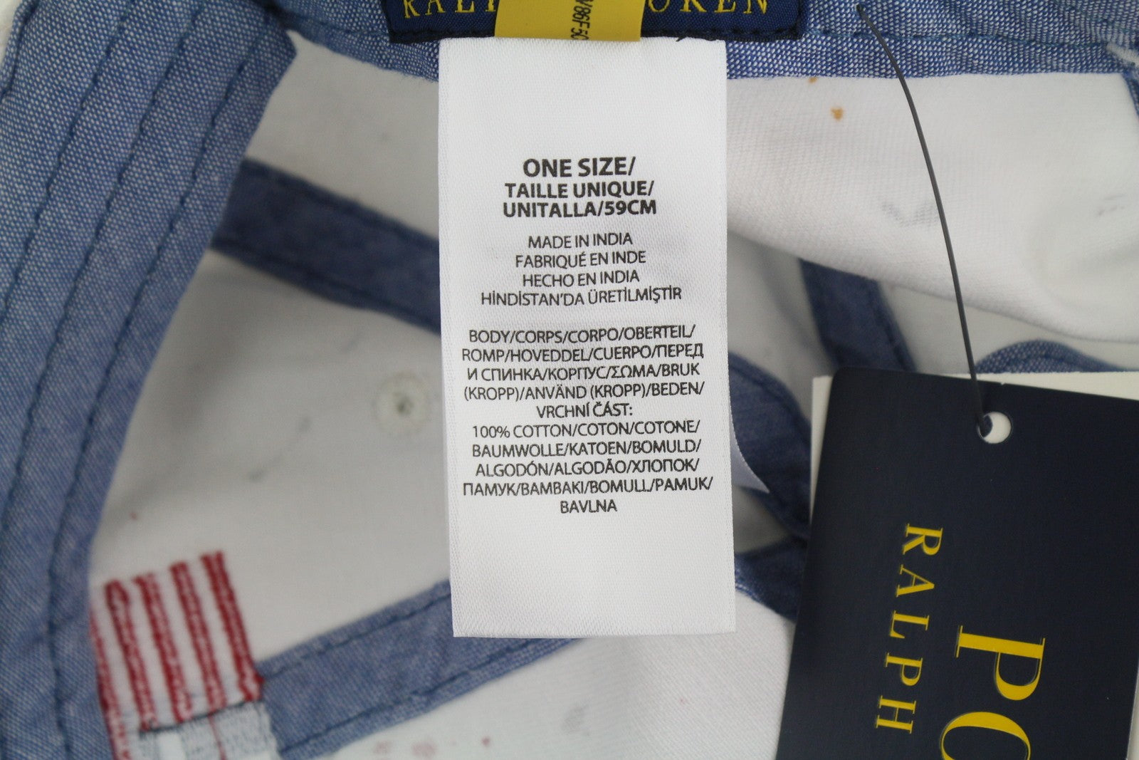 RALPH LAUREN Men Cap 59 CM White Paint Colourful Sport Baseball RRP€139