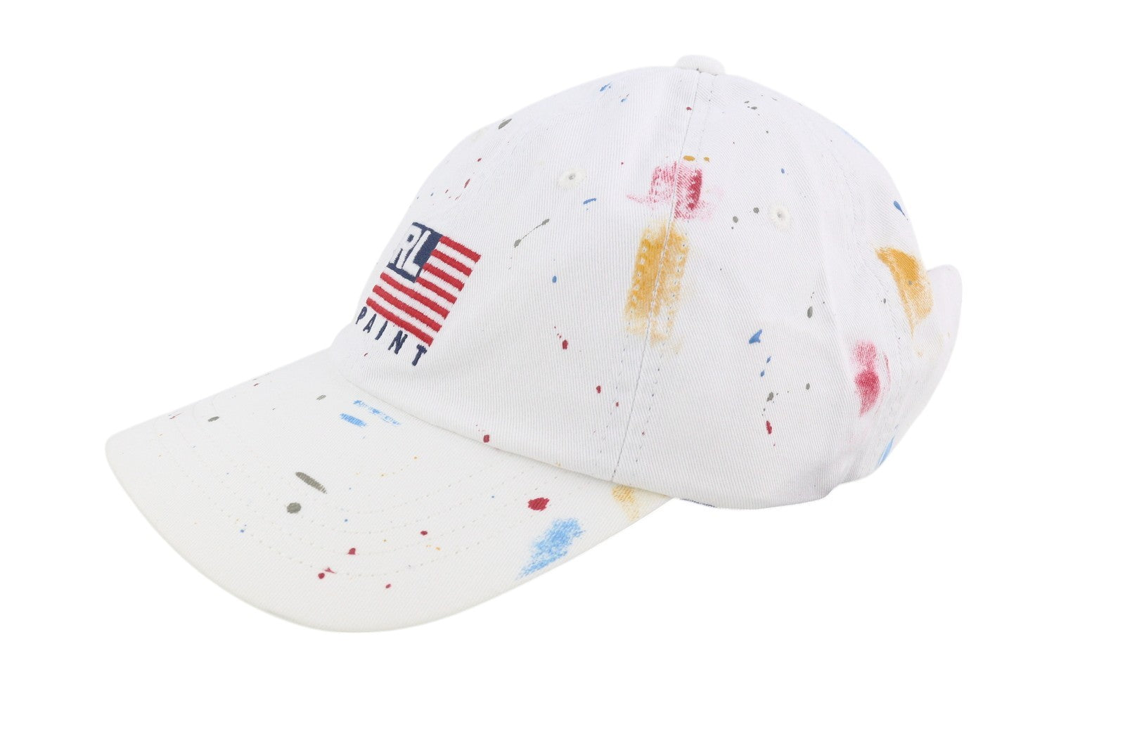 RALPH LAUREN Men Cap 59 CM White Paint Colourful Sport Baseball RRP€139