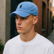 RALPH LAUREN vyriška kepurė su mėlyna, siuvinėtu logotipu ir medvilnine beisbolo kepure, 59 cm, rekomenduojama kaina – 60 € 