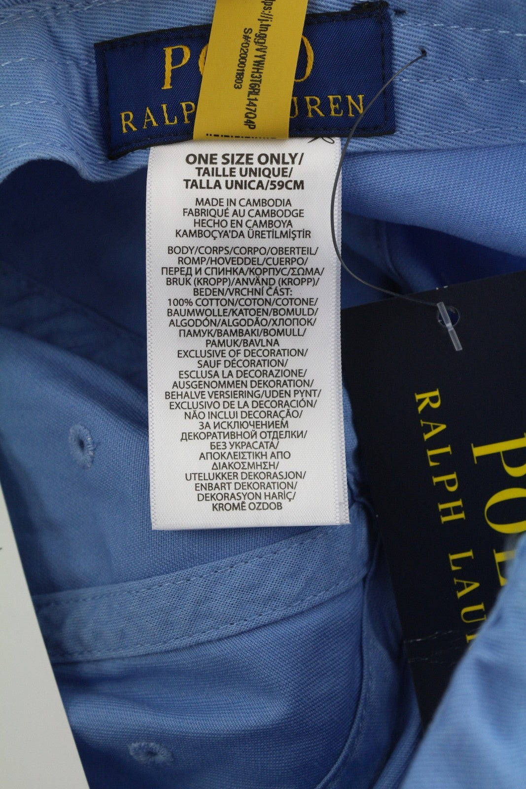 RALPH LAUREN vyriška kepurė su mėlyna, siuvinėtu logotipu ir medvilnine beisbolo kepure, 59 cm, rekomenduojama kaina – 60 € 