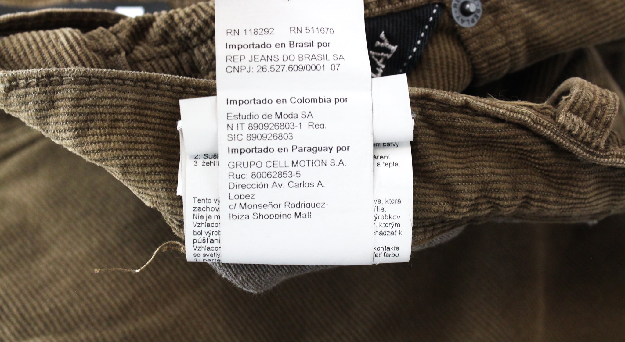 REPLAY Anbass Men's W31/L34 Brown Corduroy Slim Button-Fly Casual Trousers