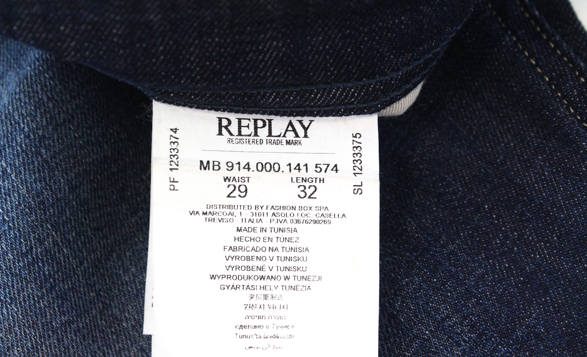 REPLAY Anbass Ice Blast vyriški W29/L32 tamprūs ploni blukinto džinso mėlyni džinsai 