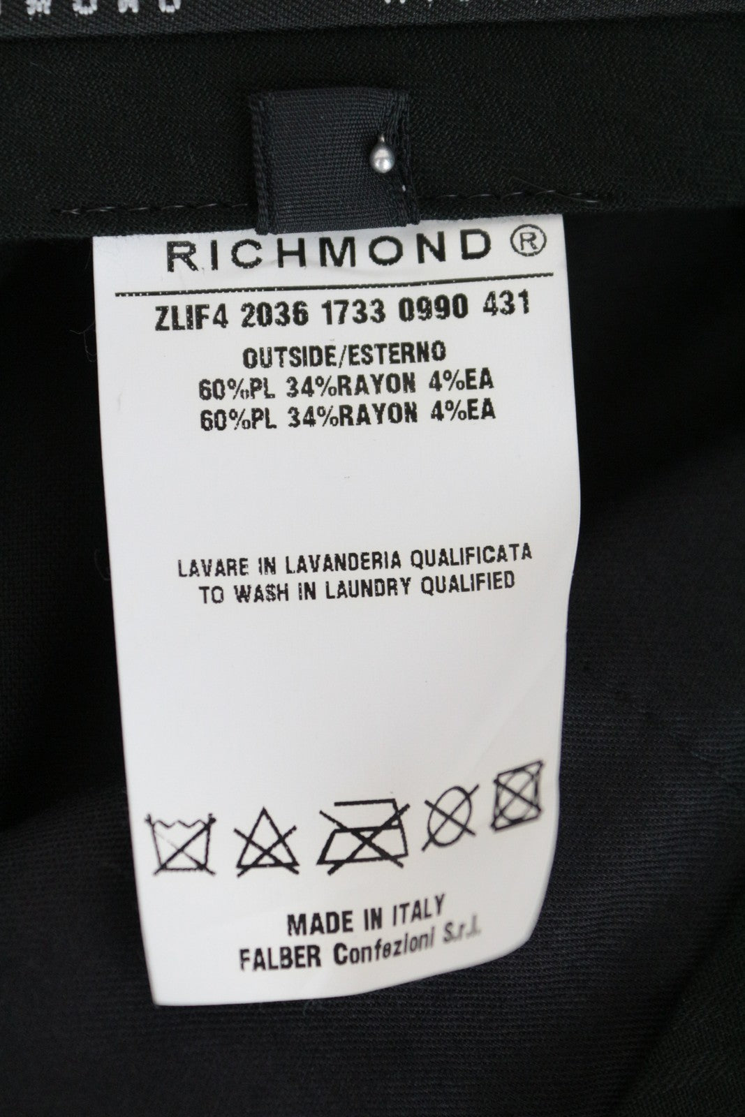 RICHMOND X Men's 48 Black Zip-Fly Pocketed Chino Style Classic Trousers