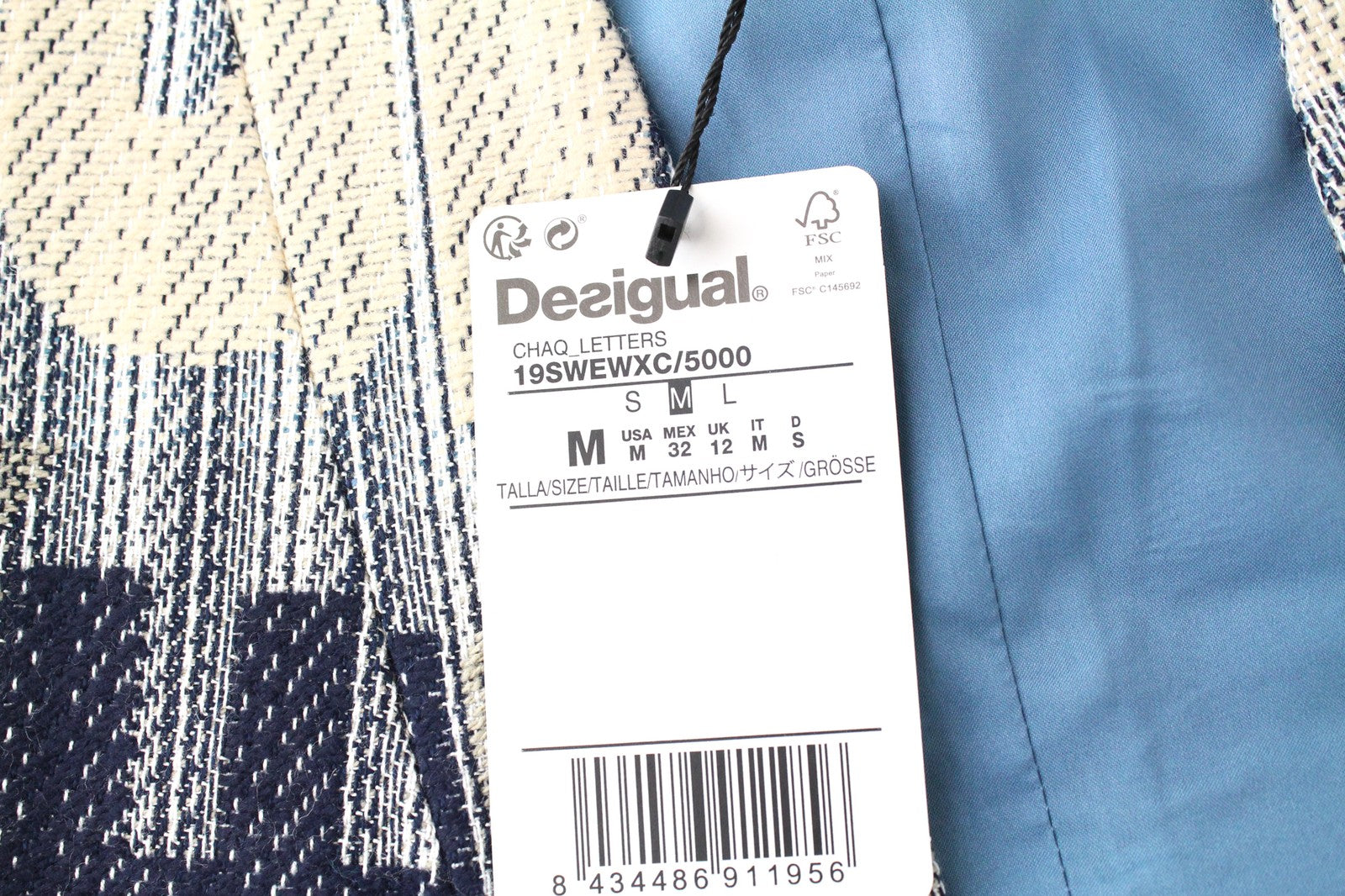 DESIGUAL moteriška liemenė su raidėmis M su abstraktaus logotipo raštu ir kišenėmis 