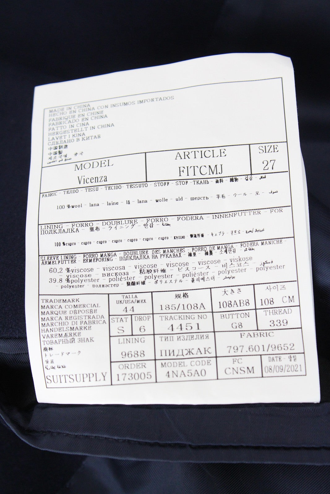 „SUITSUPPLY Vicenza“ vyriškas pamušalu tamsiai mėlynas vilnonis vidutinio ilgio flanelinis paltas, UK44S, dydžiai 