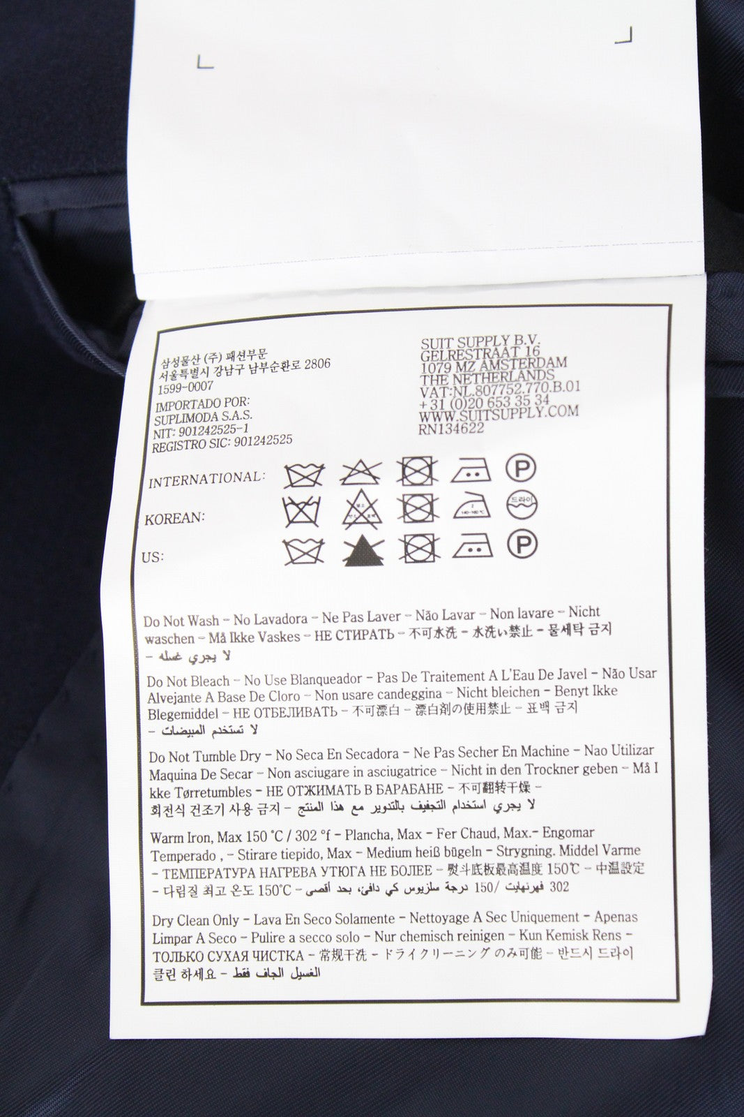 „SUITSUPPLY Vicenza“ vyriškas pamušalu tamsiai mėlynas vilnonis vidutinio ilgio flanelinis paltas, UK44S, dydžiai 