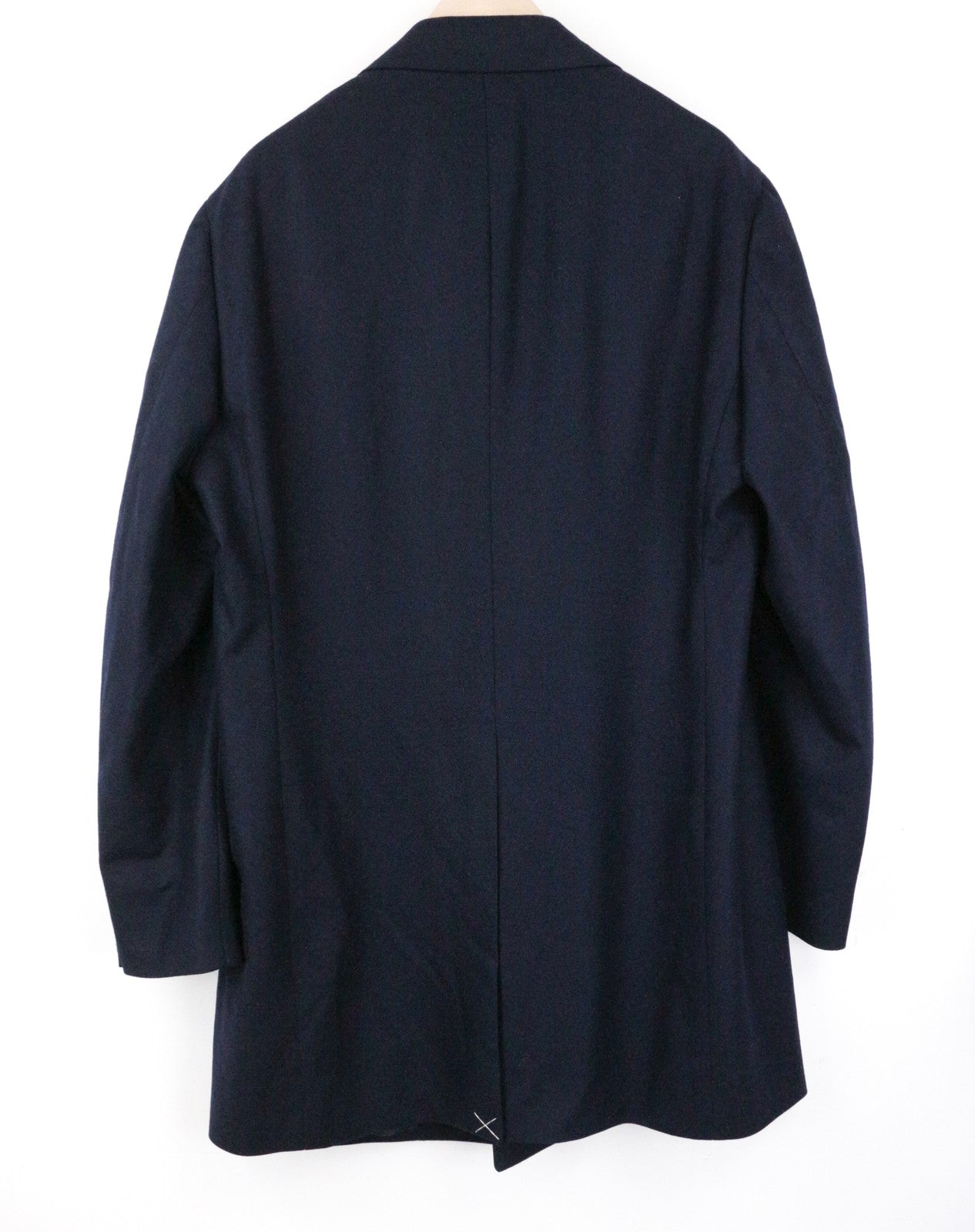 „SUITSUPPLY Vicenza“ vyriškas grynos vilnos vidutinio ilgio tamsiai mėlynas flanelinis paltas (UK48R, dydis) 