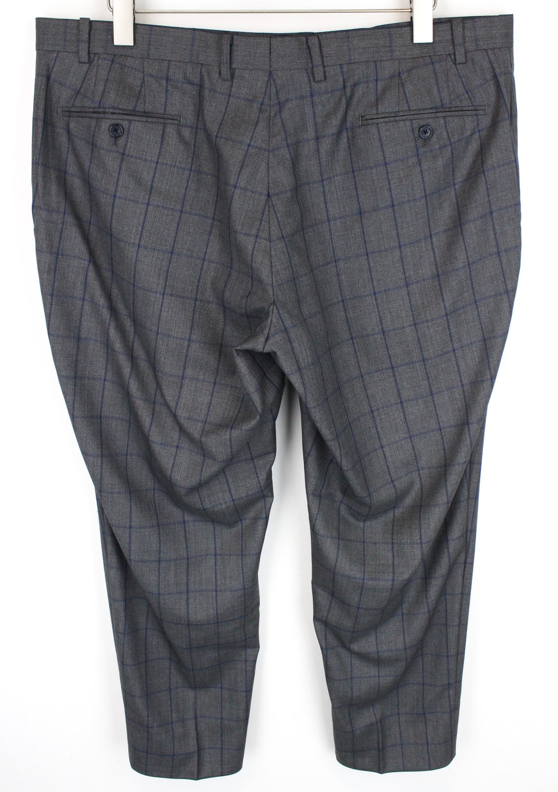 SUITSUPPLY Men's UK46S Grey Wool Classic Lined Formal Checkered Trousers