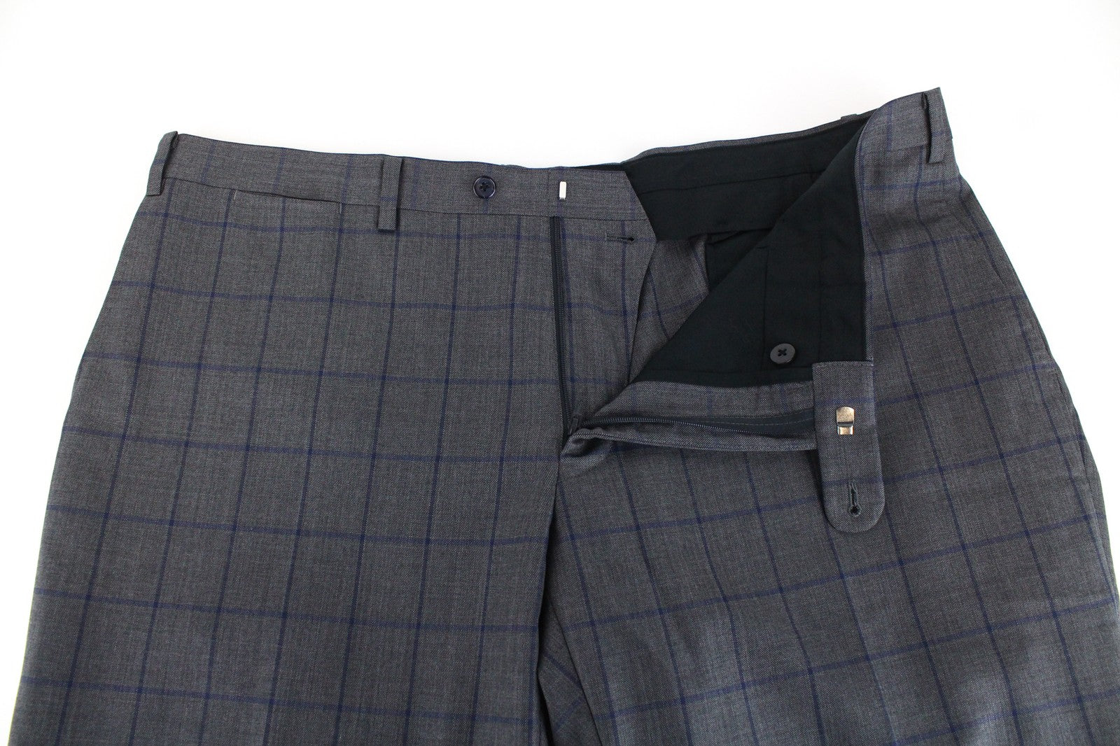 SUITSUPPLY Men's UK46S Grey Wool Classic Lined Formal Checkered Trousers