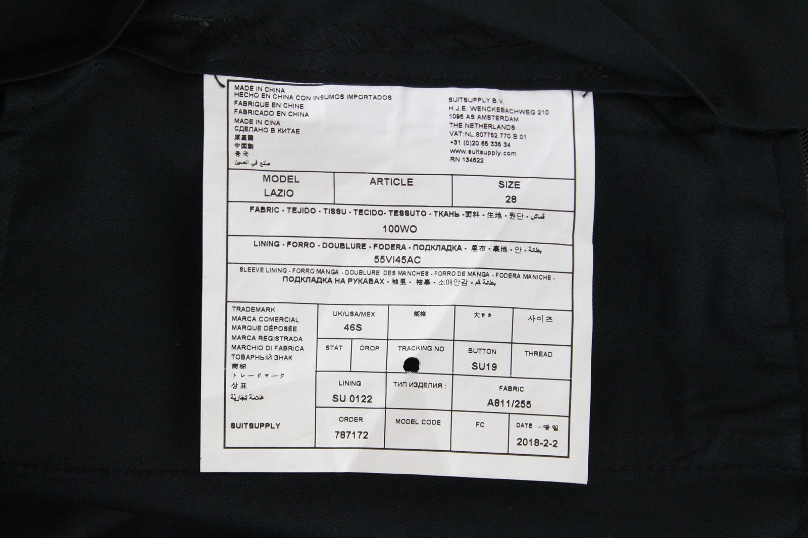 SUITSUPPLY Men's UK46S Grey Wool Classic Lined Formal Checkered Trousers