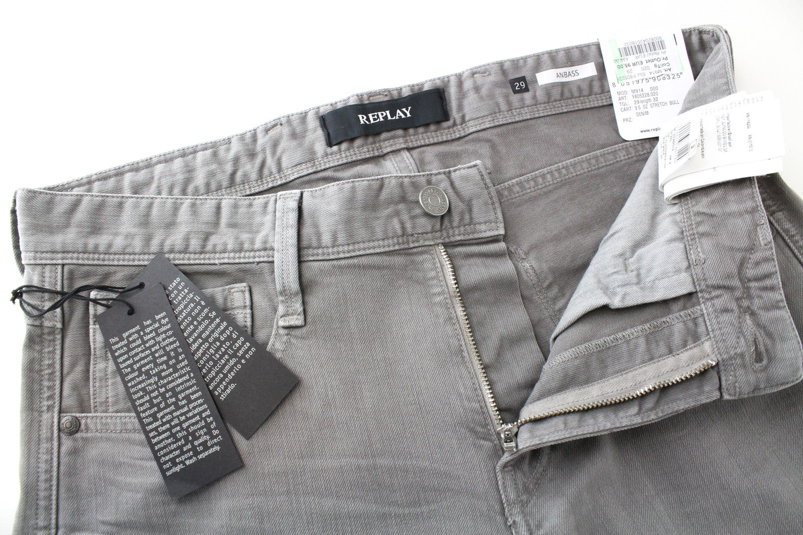 REPLAY Anbass W29/L32 vyriški ploni džinsiniai marškinėliai su 5 kišenėmis 