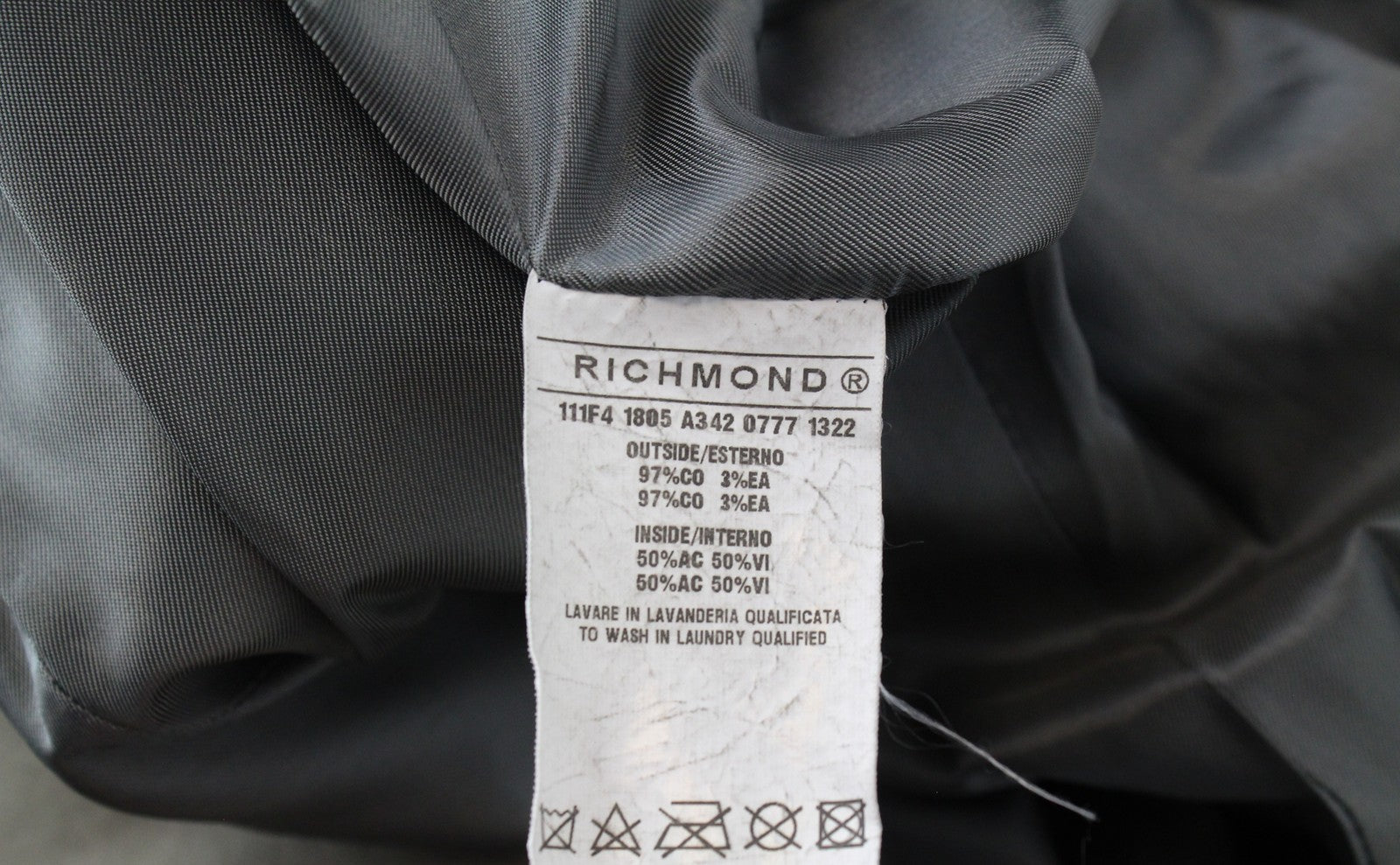 RICHMOND vyriška striukė 48 žalia, su apykakle, pamušalu, tampri medvilninė, vienos krūtinės 