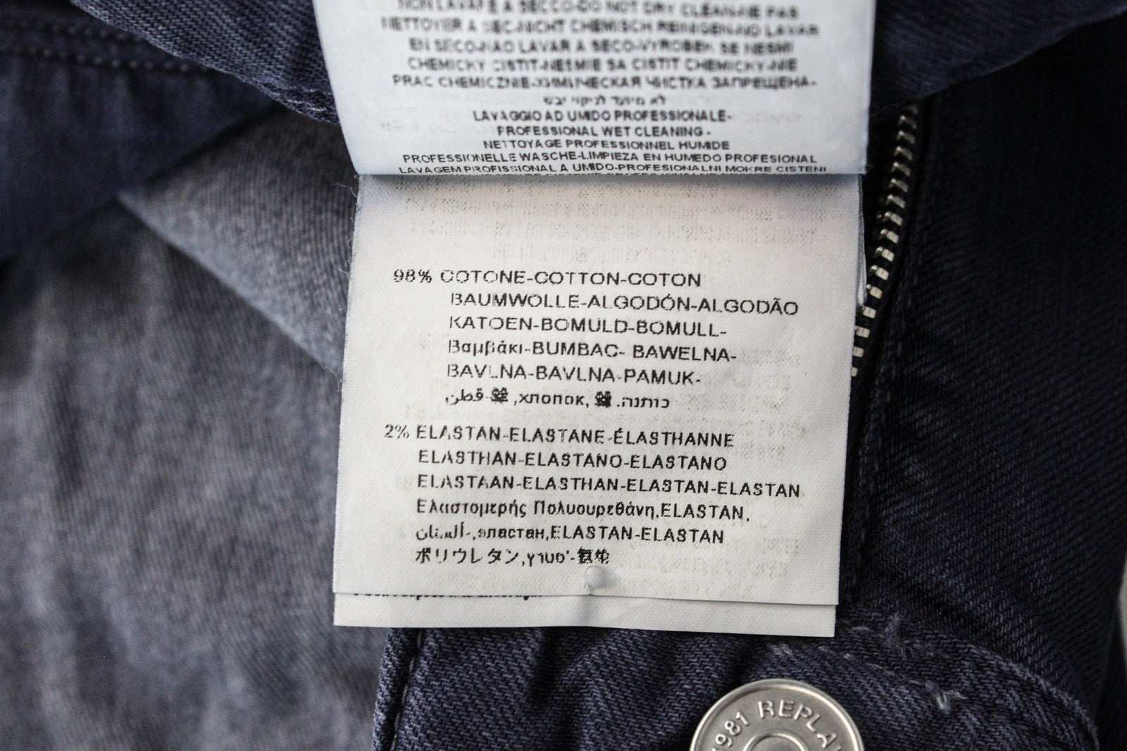 REPLAY Anbass W29/L30 vyriški ploni mėlyni tamprūs džinsai su 5 kišenėmis 