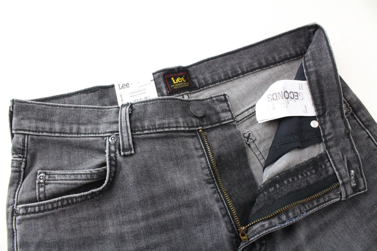 LEE Rider vyriški džinsai W30/L30 Slim pilki skalbto džinso tamprios medvilnės iškirptės 