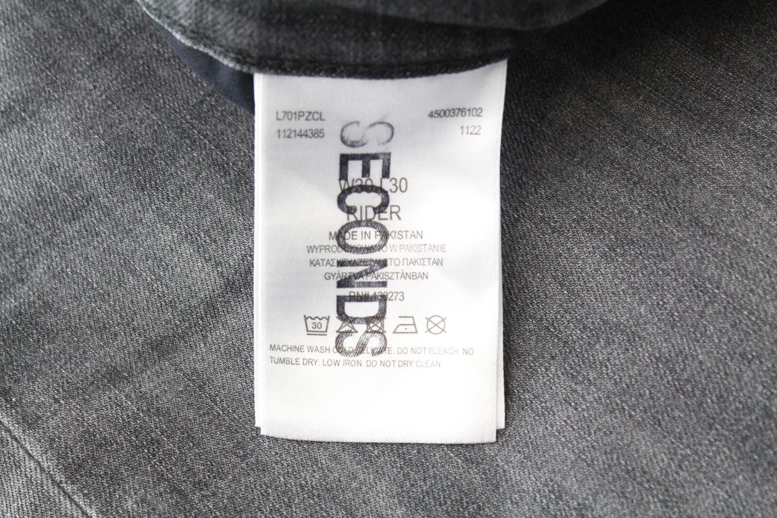 LEE Rider vyriški džinsai W30/L30 Slim pilki skalbto džinso tamprios medvilnės iškirptės 